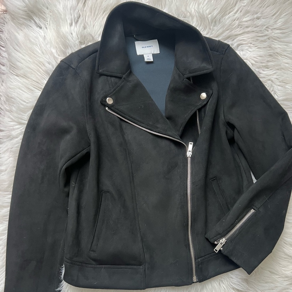 Old Navy Black Suède Moto Jacket size M